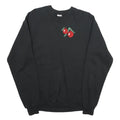 JERZEES Womens Black Sweatshirt Crew Neck L Cotton Pullover Cherry Motif