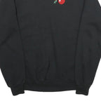 JERZEES Womens Black Sweatshirt Crew Neck L Cotton Pullover Cherry Motif