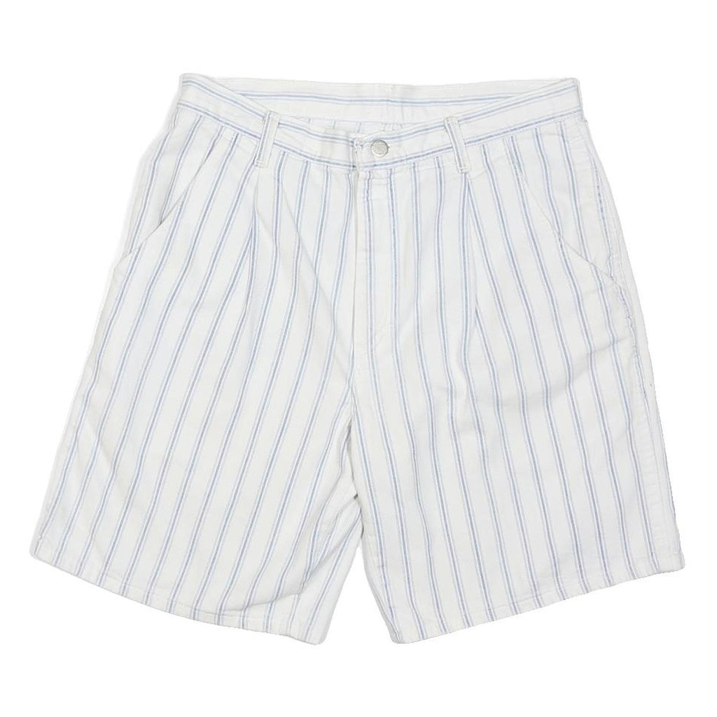 WRANGLER Mens Shorts White & Blue Vertical Stripe Casual M W32 Cotton Blend