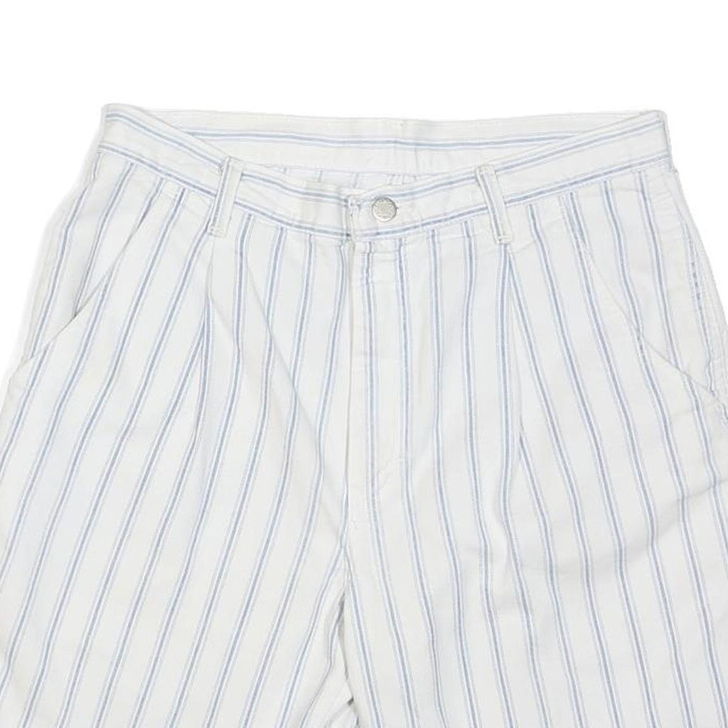 WRANGLER Mens Shorts White & Blue Vertical Stripe Casual M W32 Cotton Blend