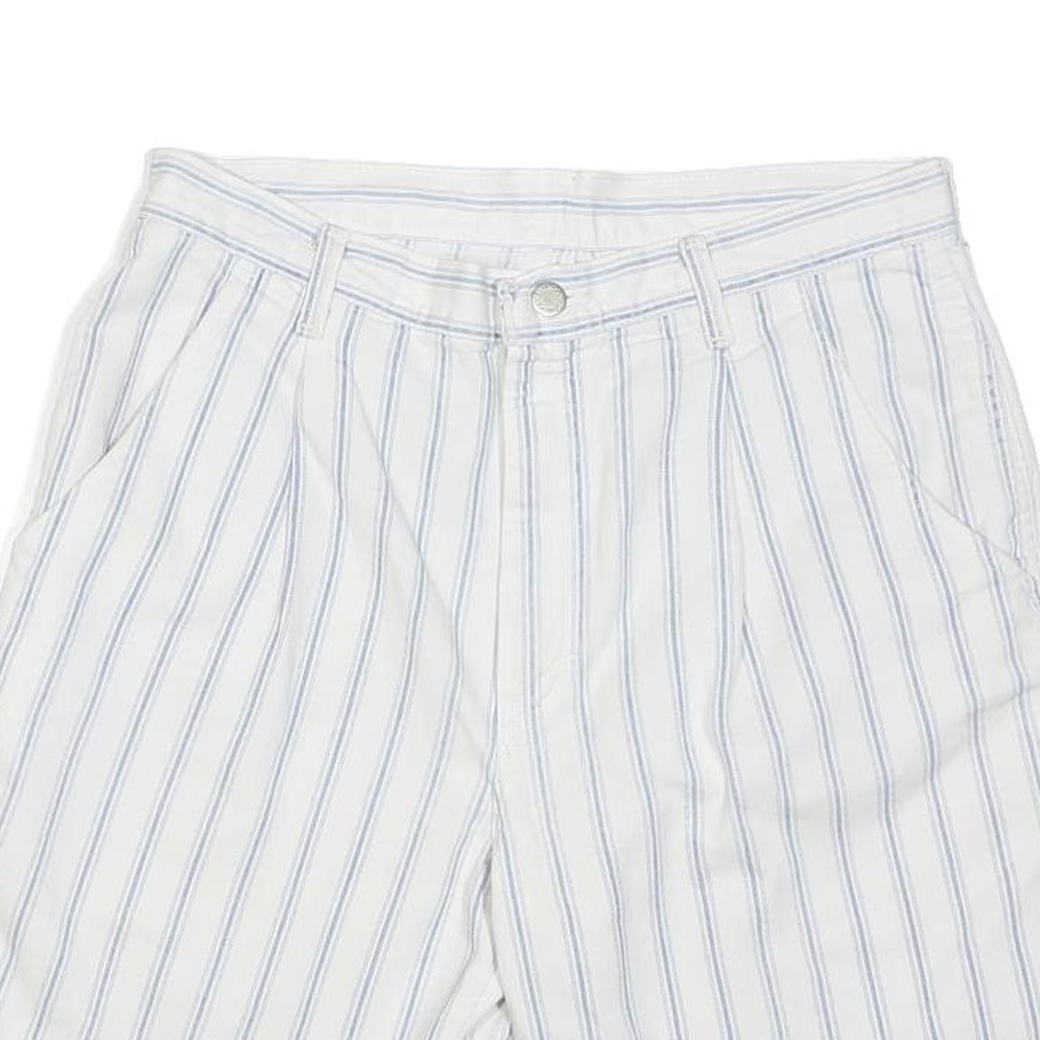 WRANGLER Mens Shorts White & Blue Vertical Stripe Casual M W32 Cotton Blend