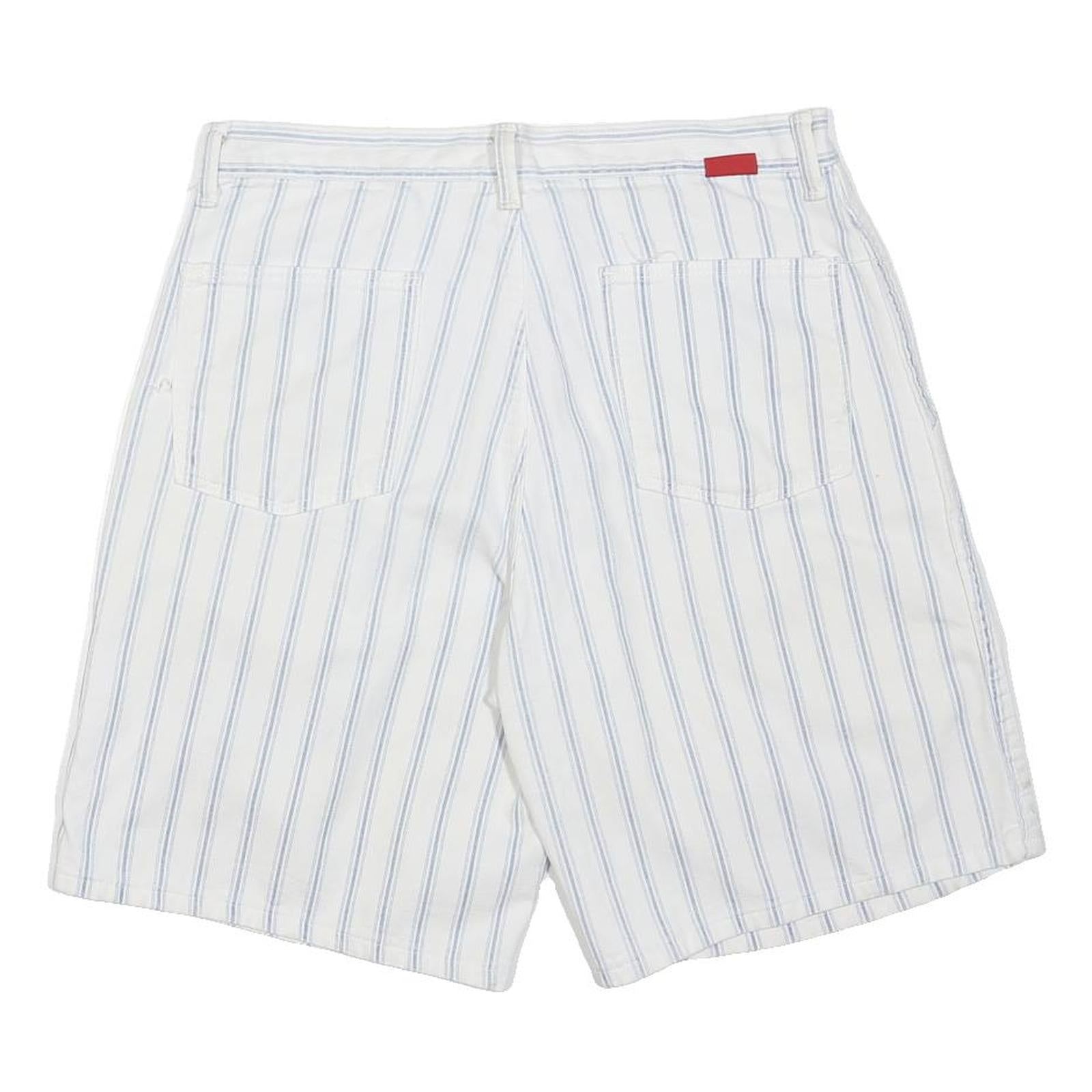 WRANGLER Mens Shorts White & Blue Vertical Stripe Casual M W32 Cotton Blend
