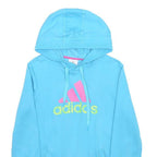 ADIDAS Womens Blue Hoodie UK 14 Cotton Blend Pullover Casual Sportswear