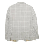 ZARA Mens Beige & White Checked Blazer Jacket L Polyester Blend Button Closure