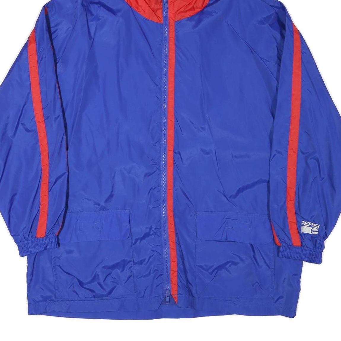 PEPSI Mens Blue & Red Hooded Zip Jacket L Polyester Blend Sport Basics