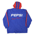 PEPSI Mens Blue & Red Hooded Zip Jacket L Polyester Blend Sport Basics