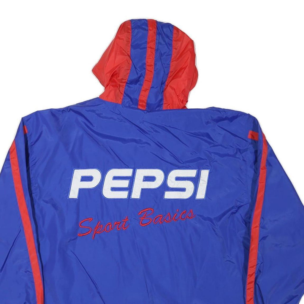 PEPSI Mens Blue & Red Hooded Zip Jacket L Polyester Blend Sport Basics