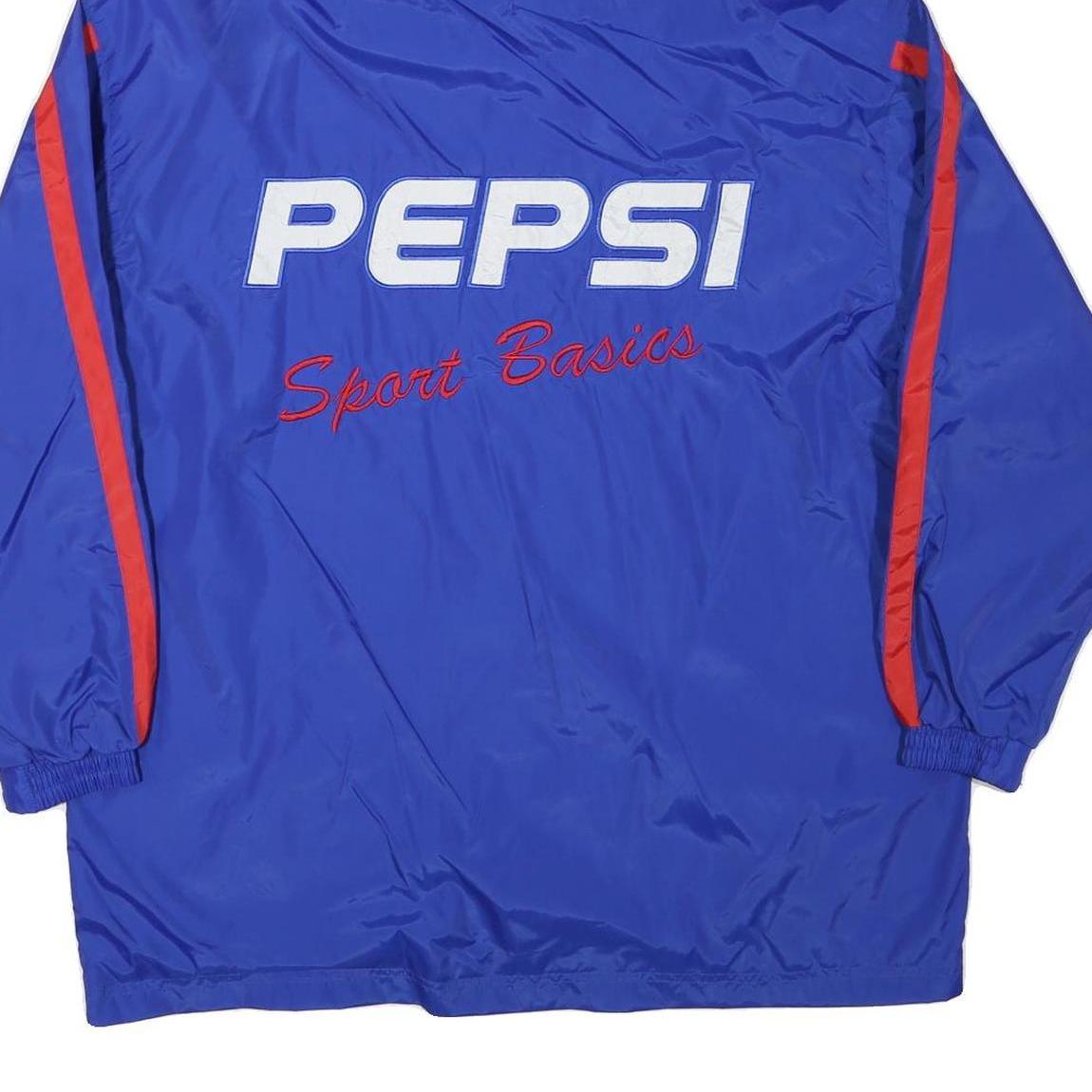 PEPSI Mens Blue & Red Hooded Zip Jacket L Polyester Blend Sport Basics
