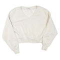 NIKE Womens White V-Neck Sweatshirt XL Cotton Blend Cropped Regular Fit