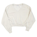 NIKE Womens White V-Neck Sweatshirt XL Cotton Blend Cropped Regular Fit