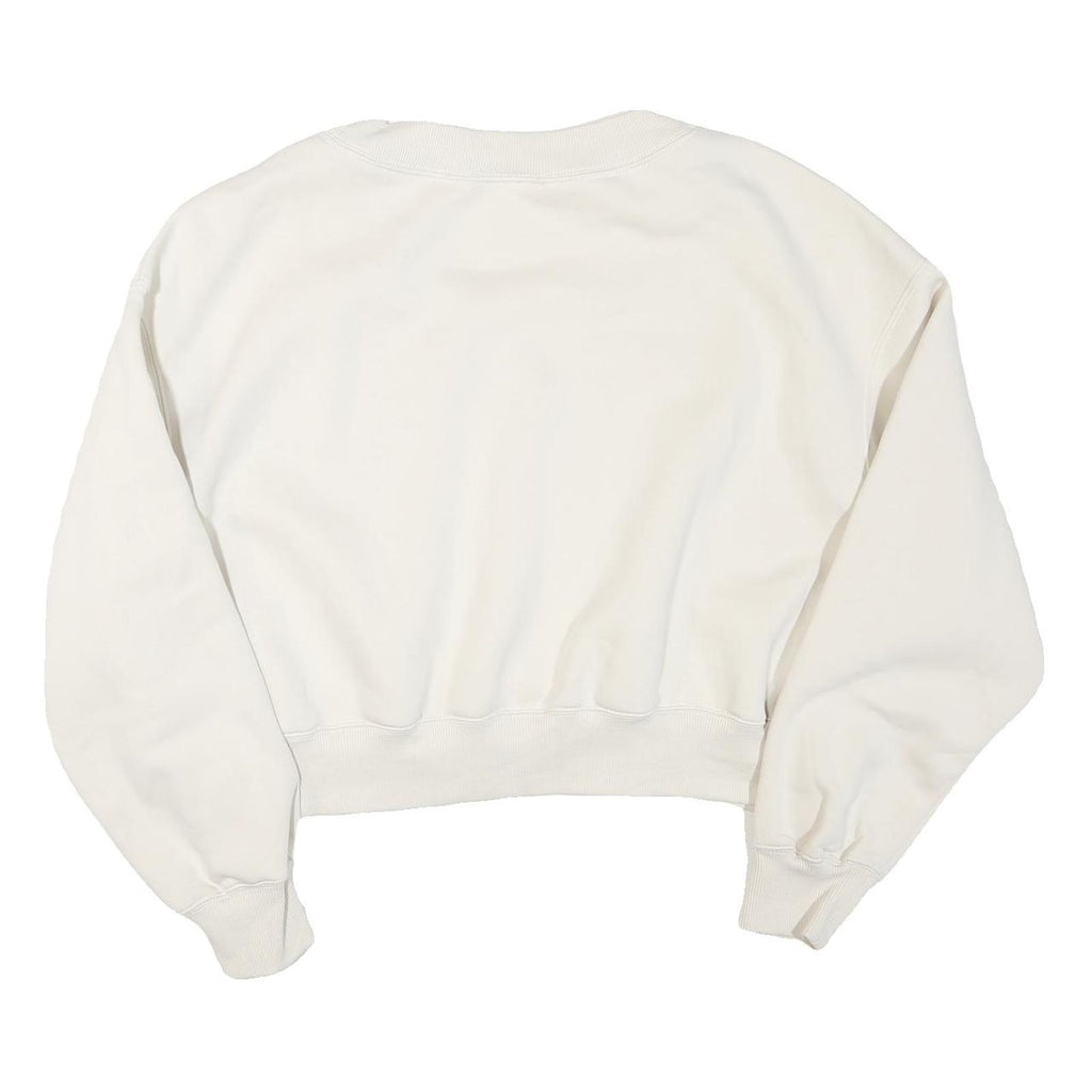 NIKE Womens White V-Neck Sweatshirt XL Cotton Blend Cropped Regular Fit