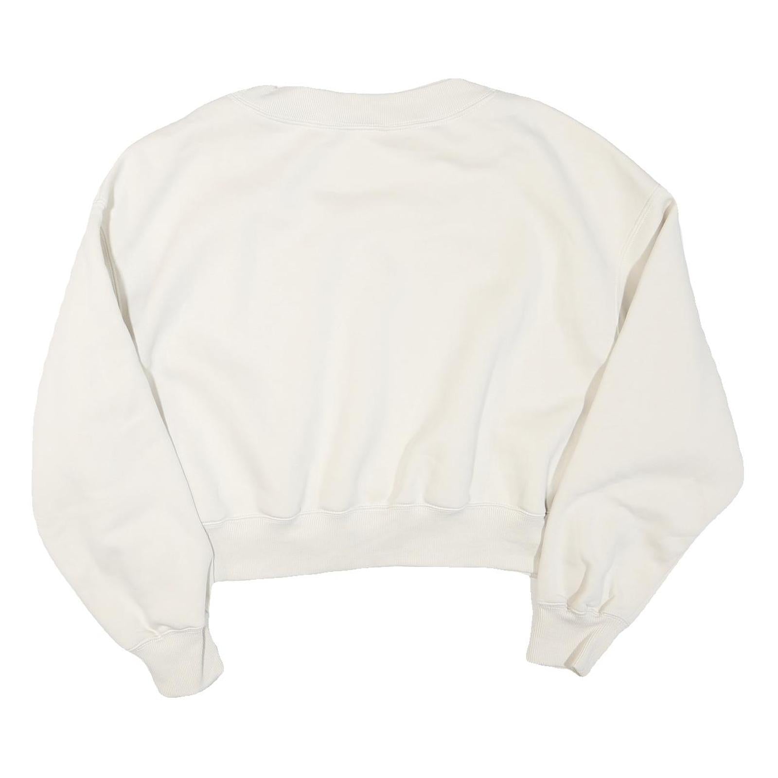 NIKE Womens White V-Neck Sweatshirt XL Cotton Blend Cropped Regular Fit