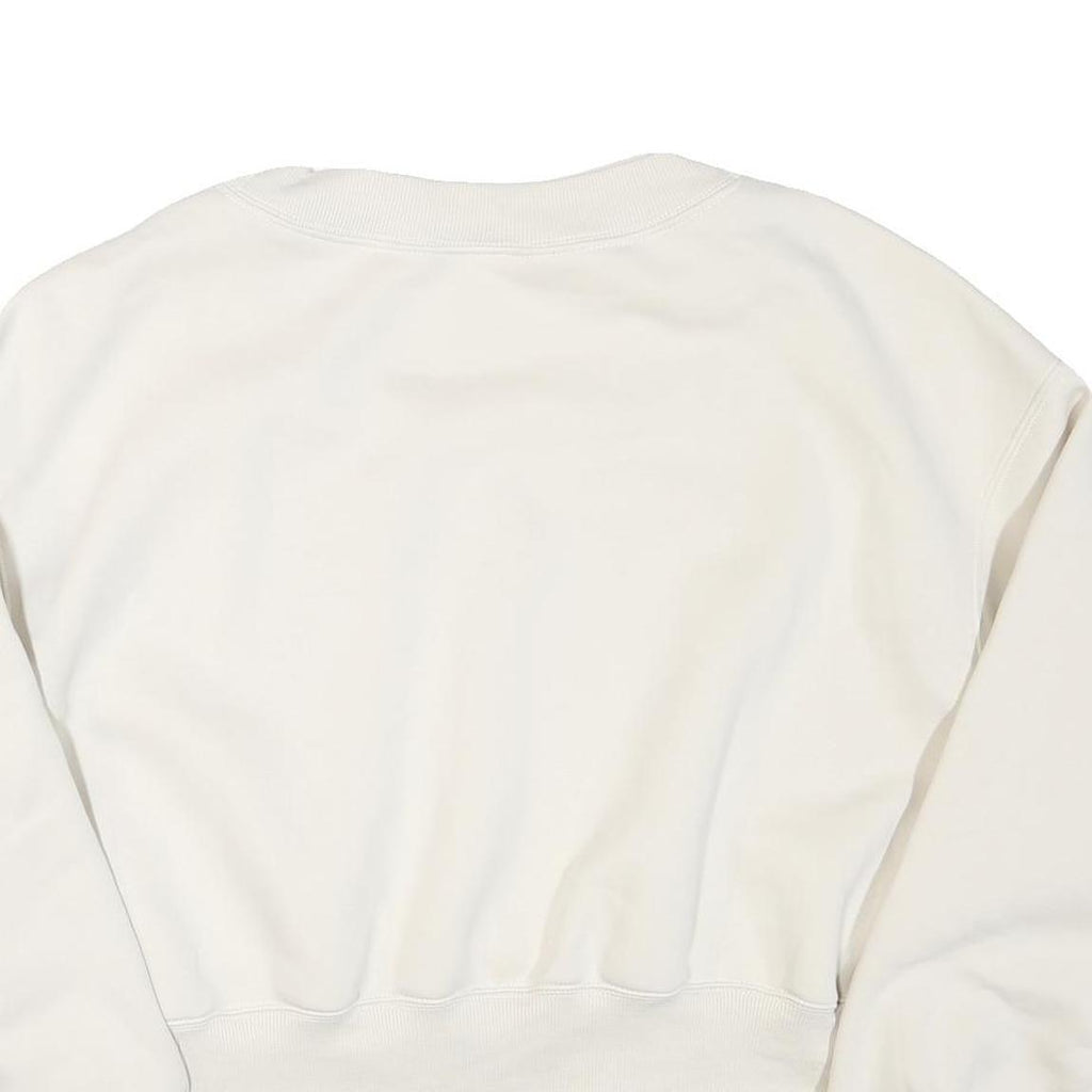 NIKE Womens White V-Neck Sweatshirt XL Cotton Blend Cropped Regular Fit