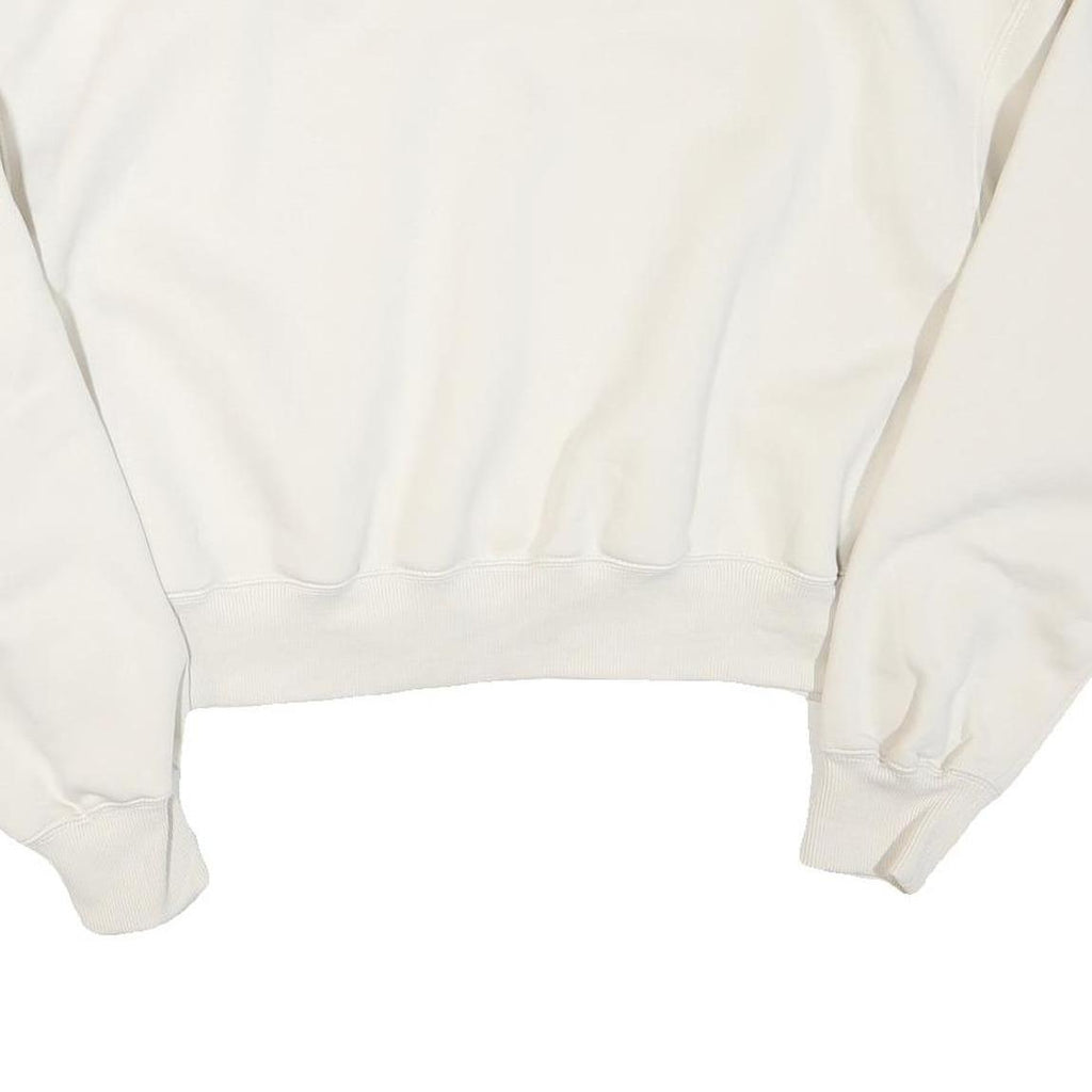 NIKE Womens White V-Neck Sweatshirt XL Cotton Blend Cropped Regular Fit