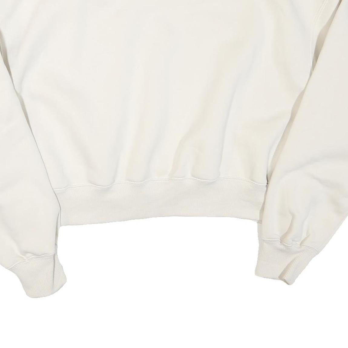 NIKE Womens White V-Neck Sweatshirt XL Cotton Blend Cropped Regular Fit