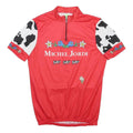 MY BIKE Mens Red And White Graphic T-Shirt M Short Sleeve Half Zip Cycling