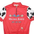 MY BIKE Mens Red And White Graphic T-Shirt M Short Sleeve Half Zip Cycling
