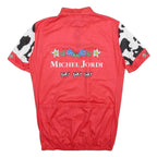 MY BIKE Mens Red And White Graphic T-Shirt M Short Sleeve Half Zip Cycling