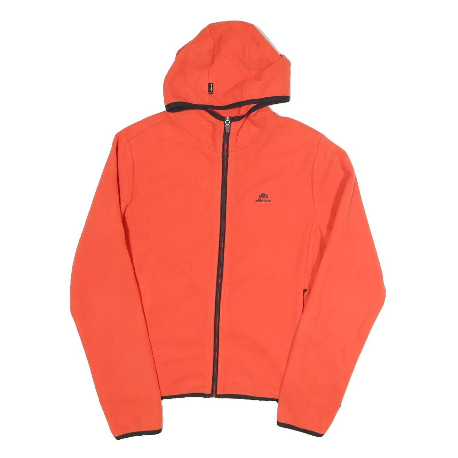ELLESSE Mens Red Polyester Blend Hoodie Jacket S Zip Plain Sportswear