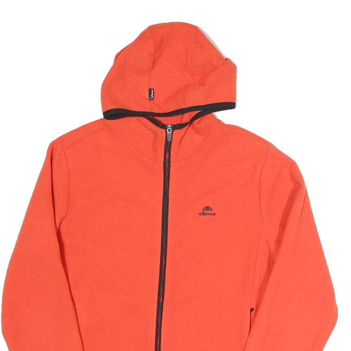 ELLESSE Mens Red Polyester Blend Hoodie Jacket S Zip Plain Sportswear