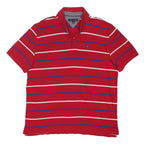TOMMY HILFIGER Mens Red White & Blue Striped Short Sleeve Polo Shirt XL