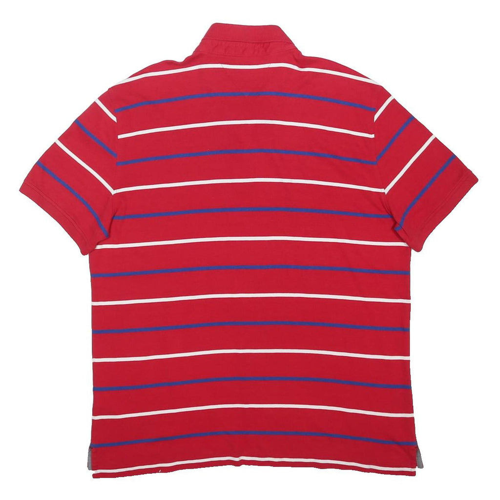 TOMMY HILFIGER Mens Red White & Blue Striped Short Sleeve Polo Shirt XL