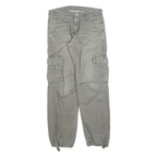 CARHARTT Mens Cotton Blend Grey Regular Cargo Trousers W30 L30 Workwear Durable