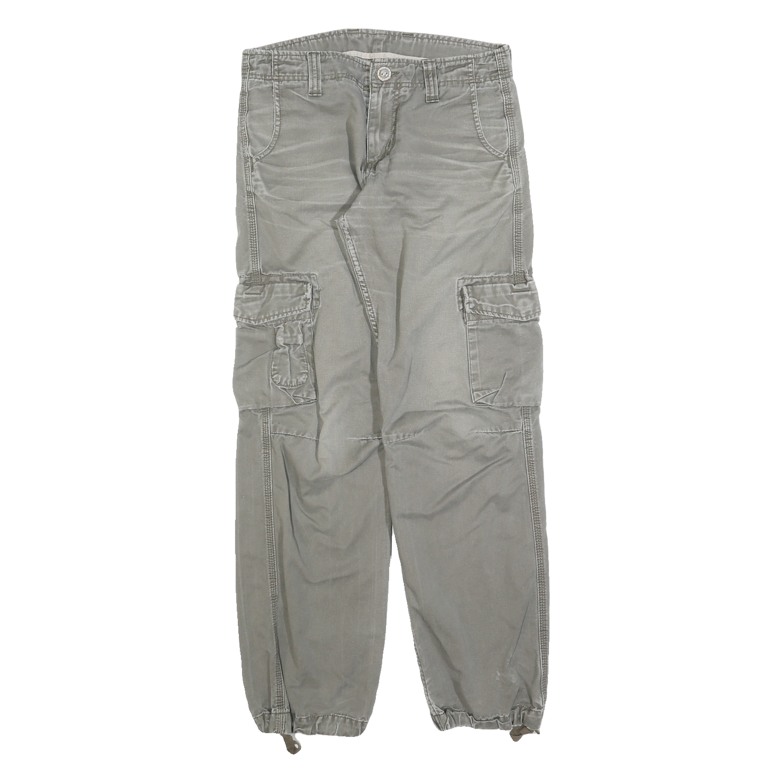 CARHARTT Mens Cotton Blend Grey Regular Cargo Trousers W30 L30 Workwear Durable