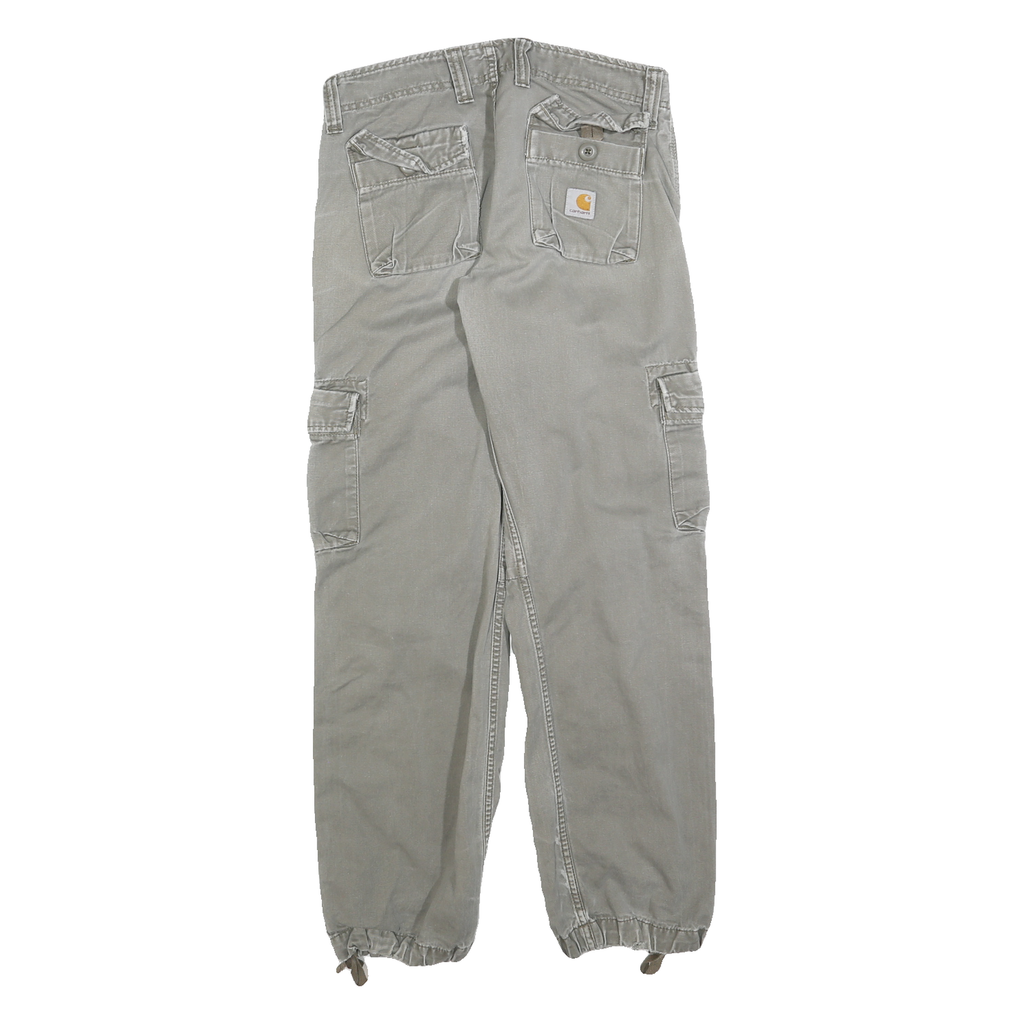 CARHARTT Mens Cotton Blend Grey Regular Cargo Trousers W30 L30 Workwear Durable