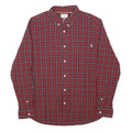 TIMBERLAND Mens Red Checked Shirt XL Cotton Blend Button Down Collar Long Sleeve