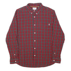 TIMBERLAND Mens Red Checked Shirt XL Cotton Blend Button Down Collar Long Sleeve