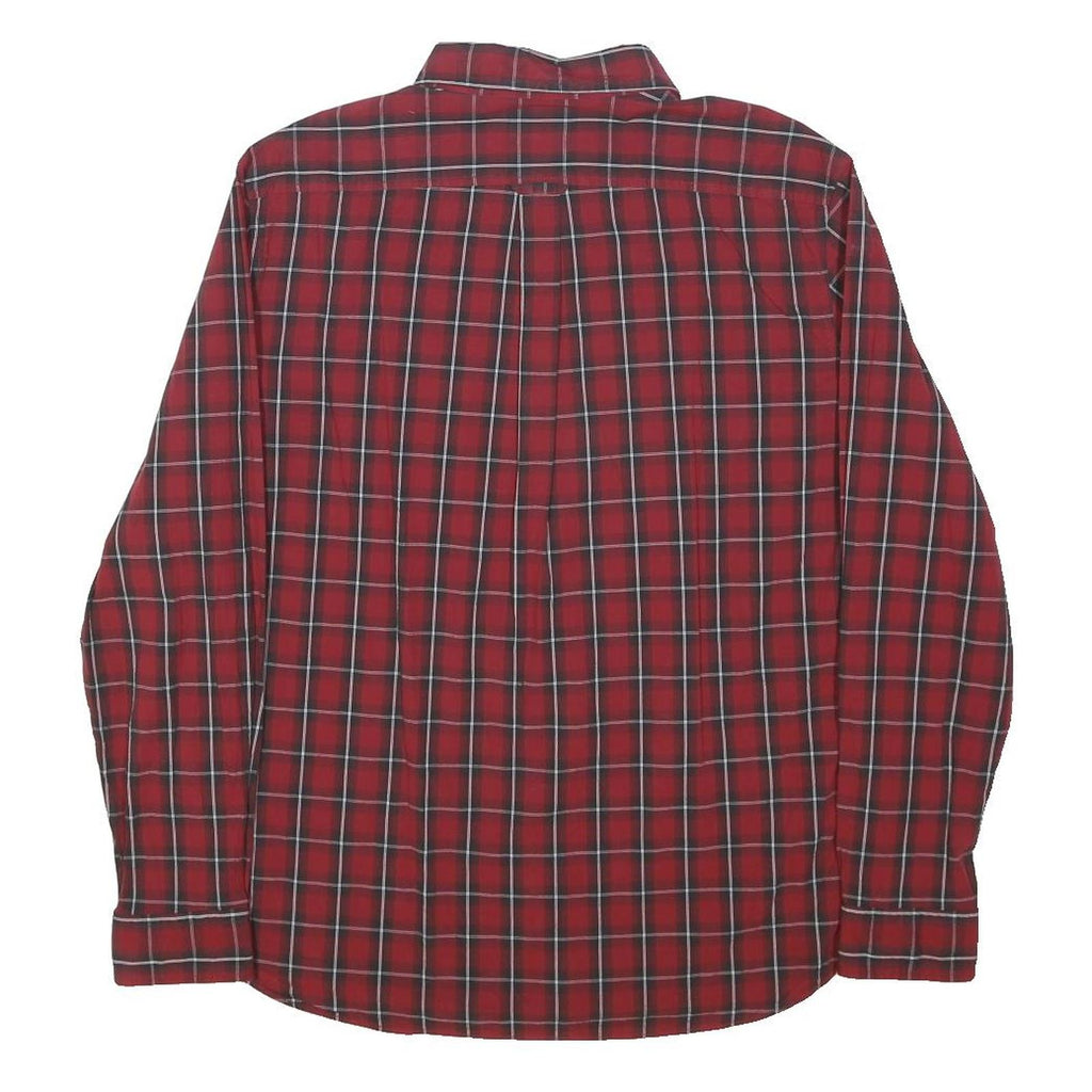 TIMBERLAND Mens Red Checked Shirt XL Cotton Blend Button Down Collar Long Sleeve