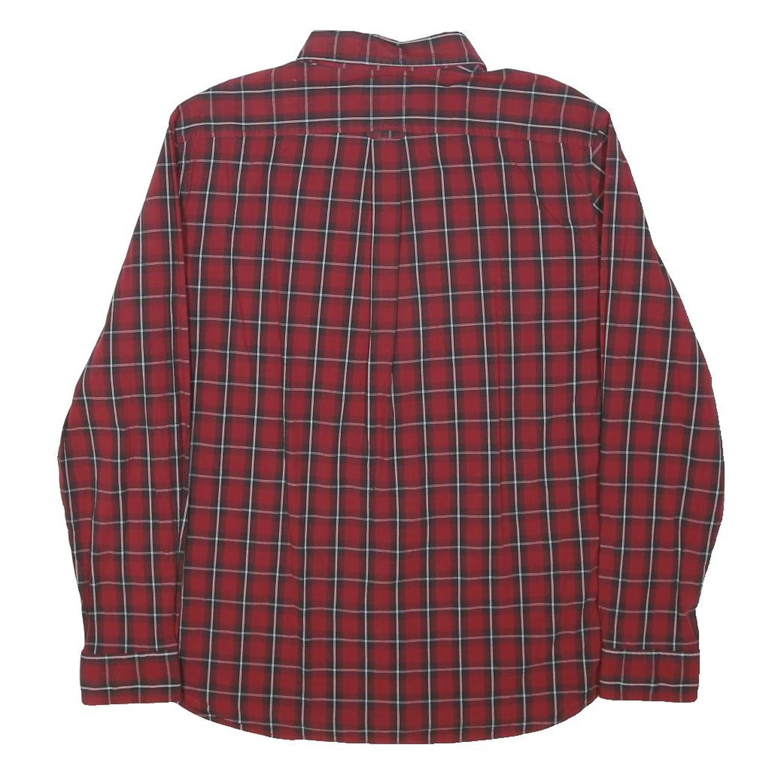 TIMBERLAND Mens Red Checked Shirt XL Cotton Blend Button Down Collar Long Sleeve