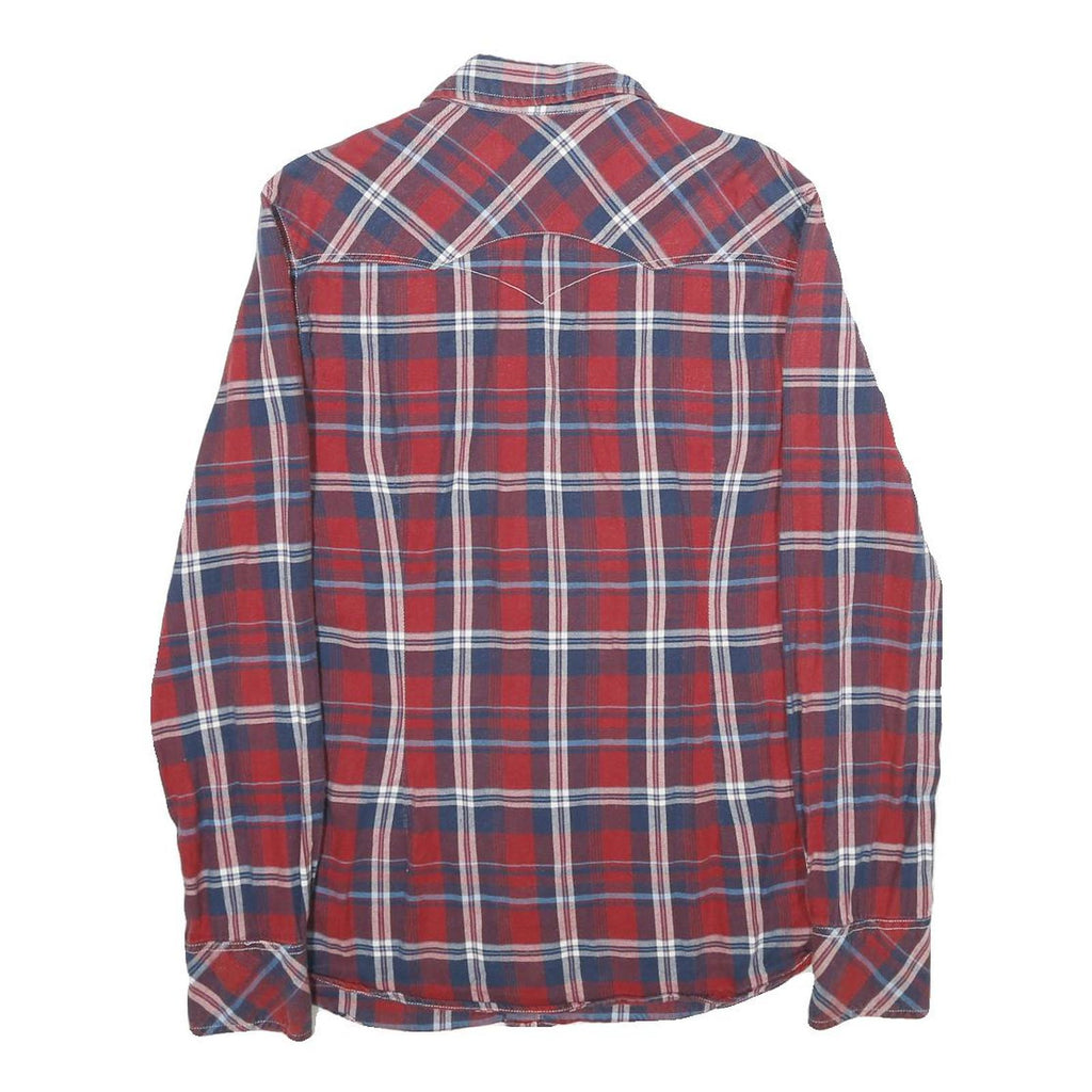 LEVI'S Mens Red & Blue Check Shirt S Western Button-Up Casual Cotton