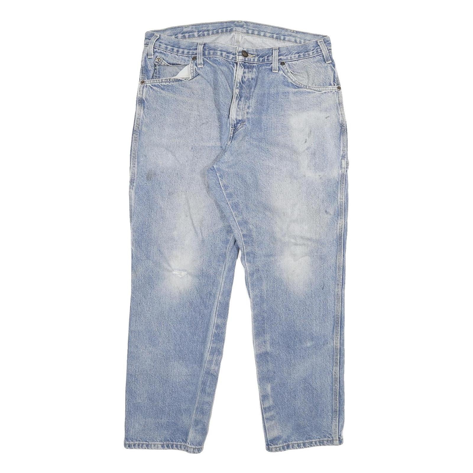 DICKIES Mens Blue Slim Jeans Denim Medium W34 L28 Workwear Zip Closure