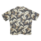 CAMPIA Mens Black & Beige Floral Rayon Shirt XL Summer Vacation Casual