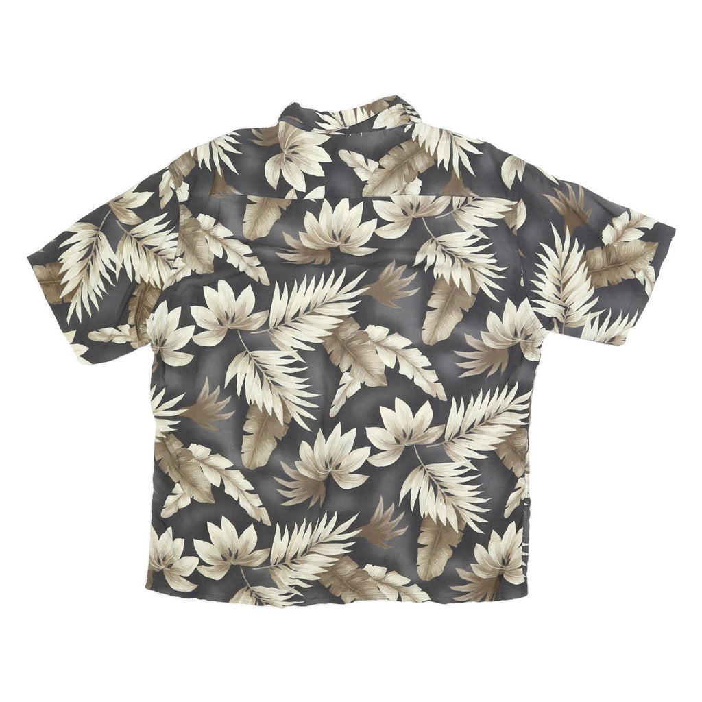 CAMPIA Mens Black & Beige Floral Rayon Shirt XL Summer Vacation Casual