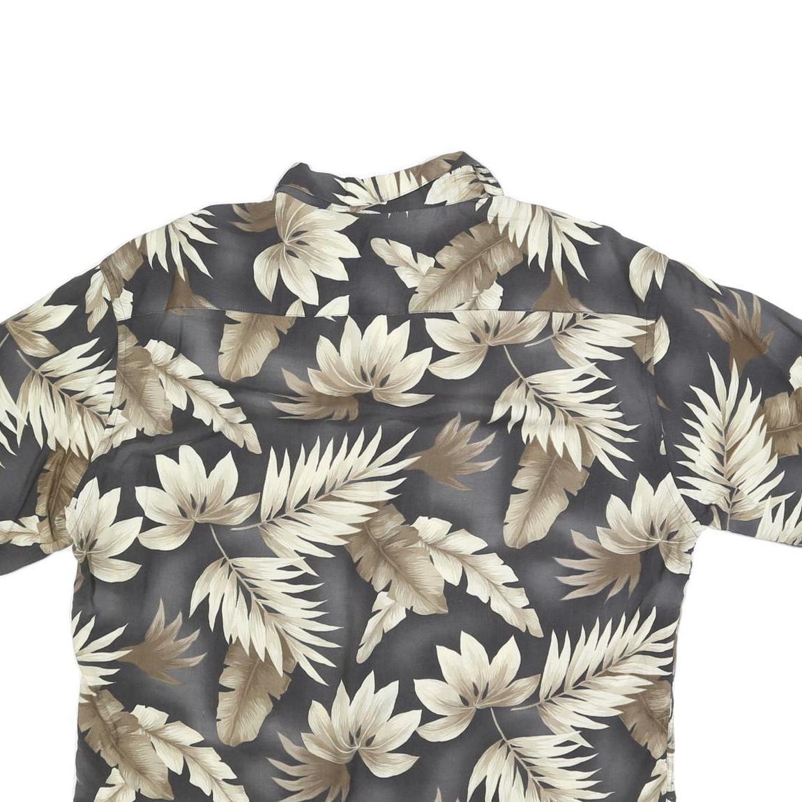CAMPIA Mens Black & Beige Floral Rayon Shirt XL Summer Vacation Casual