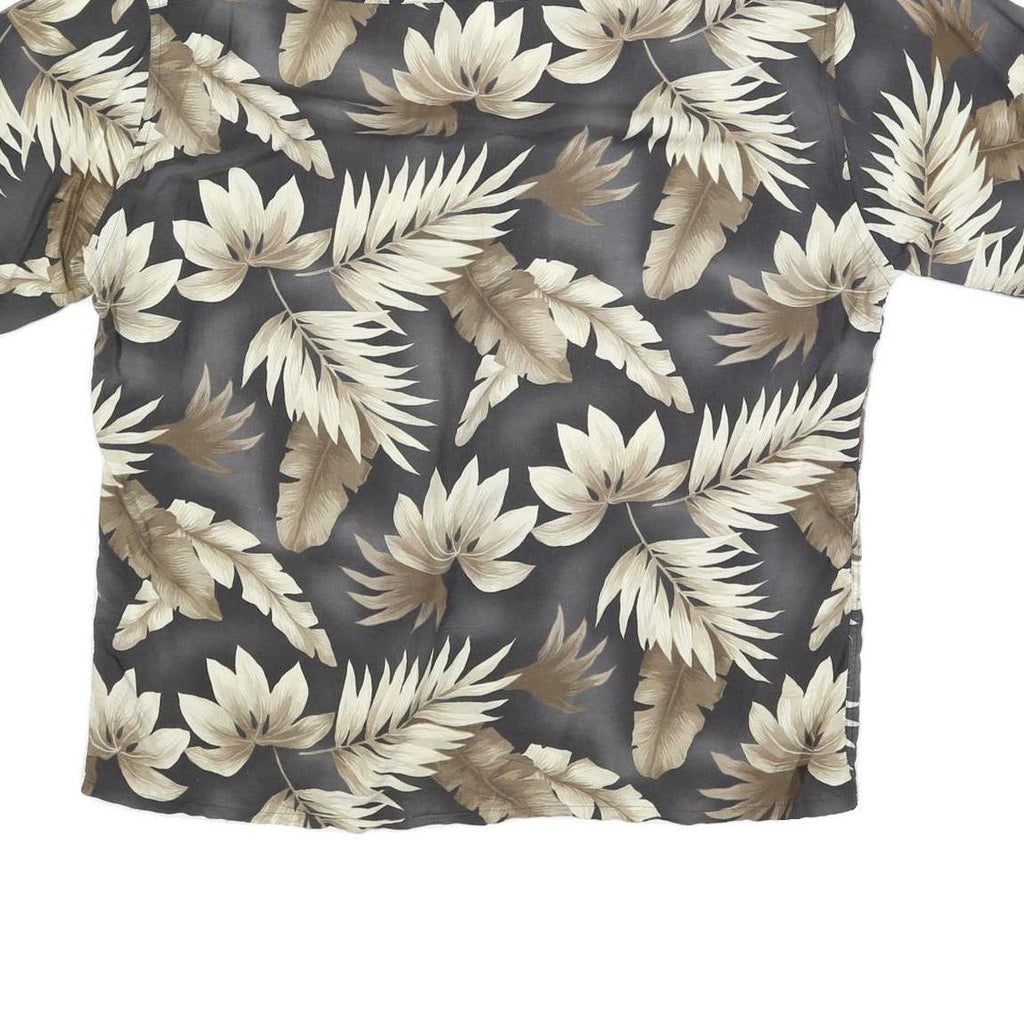 CAMPIA Mens Black & Beige Floral Rayon Shirt XL Summer Vacation Casual