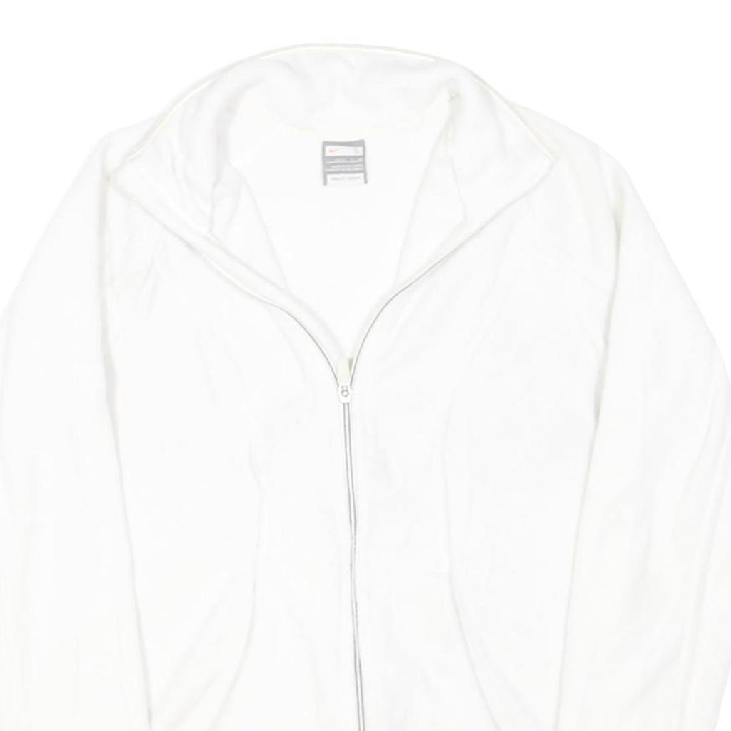 NIKE Womens White Zip Jacket S Polyester Blend Plain Lightweight Activewear