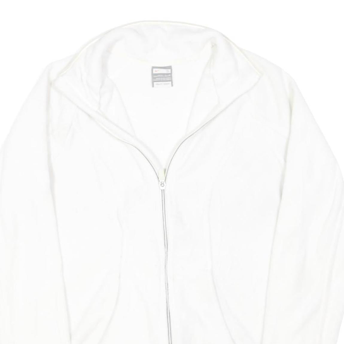 NIKE Womens White Zip Jacket S Polyester Blend Plain Lightweight Activewear