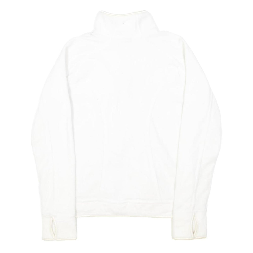 NIKE Womens White Zip Jacket S Polyester Blend Plain Lightweight Activewear