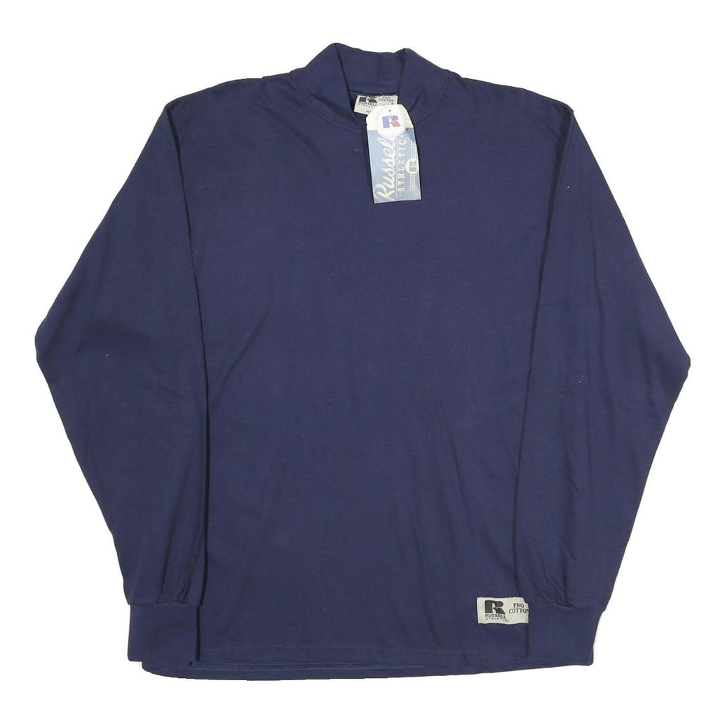 RUSSELL ATHLETIC Mens Navy Blue Classic Long Sleeve Crew Neck T-Shirt M Cotton