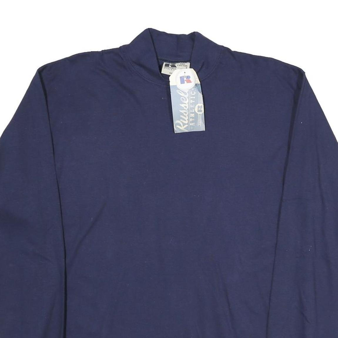 RUSSELL ATHLETIC Mens Navy Blue Classic Long Sleeve Crew Neck T-Shirt M Cotton