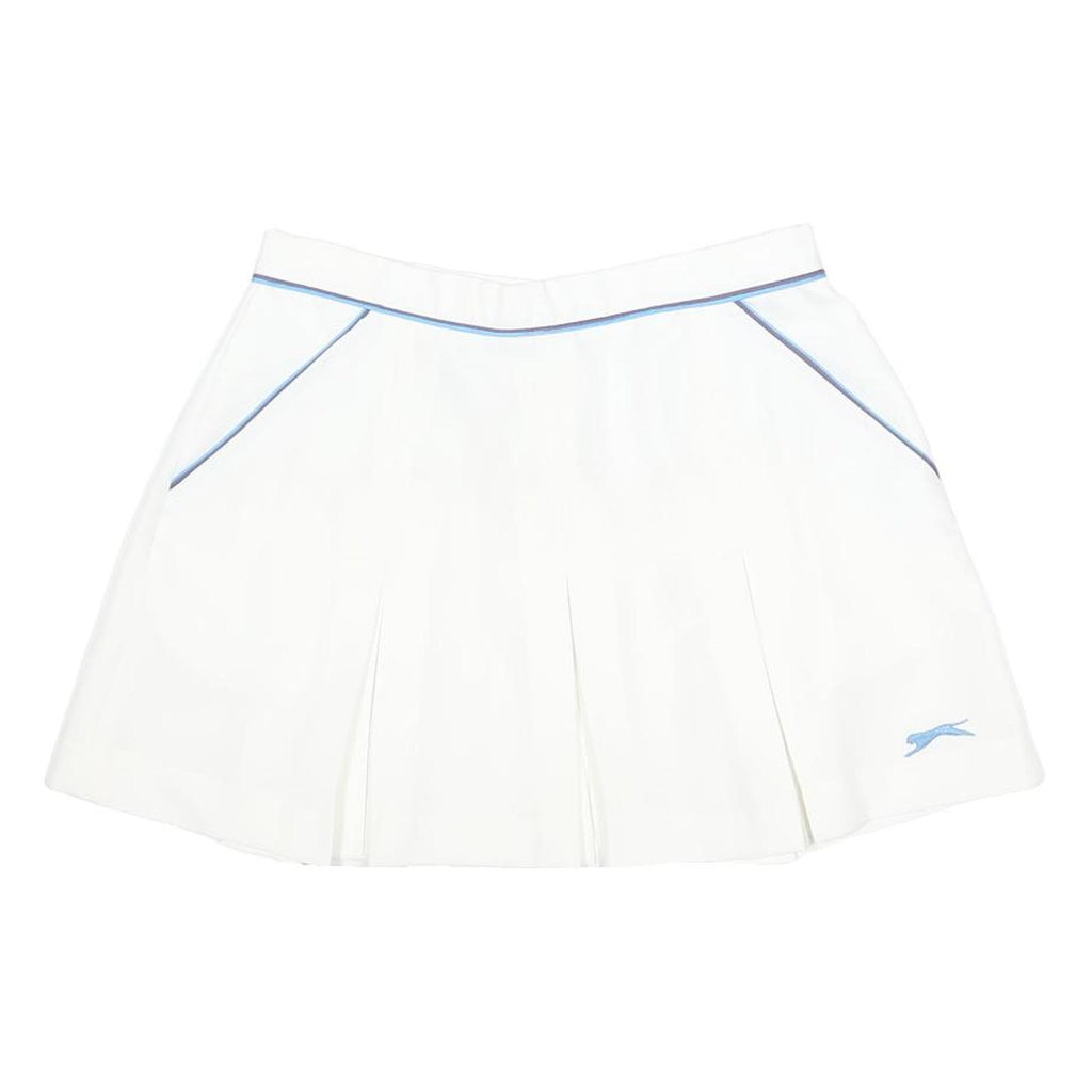 SLAZENGER Womens White Blue Trim Mini Polyester Pleated Skirt Size S Tennis