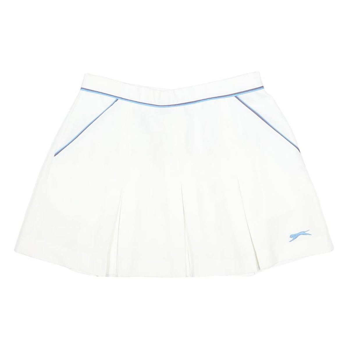 SLAZENGER Womens White Blue Trim Mini Polyester Pleated Skirt Size S Tennis