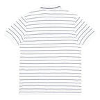 ADIDAS Mens White & Navy Striped Short Sleeve Polo Shirt L Cotton Casual