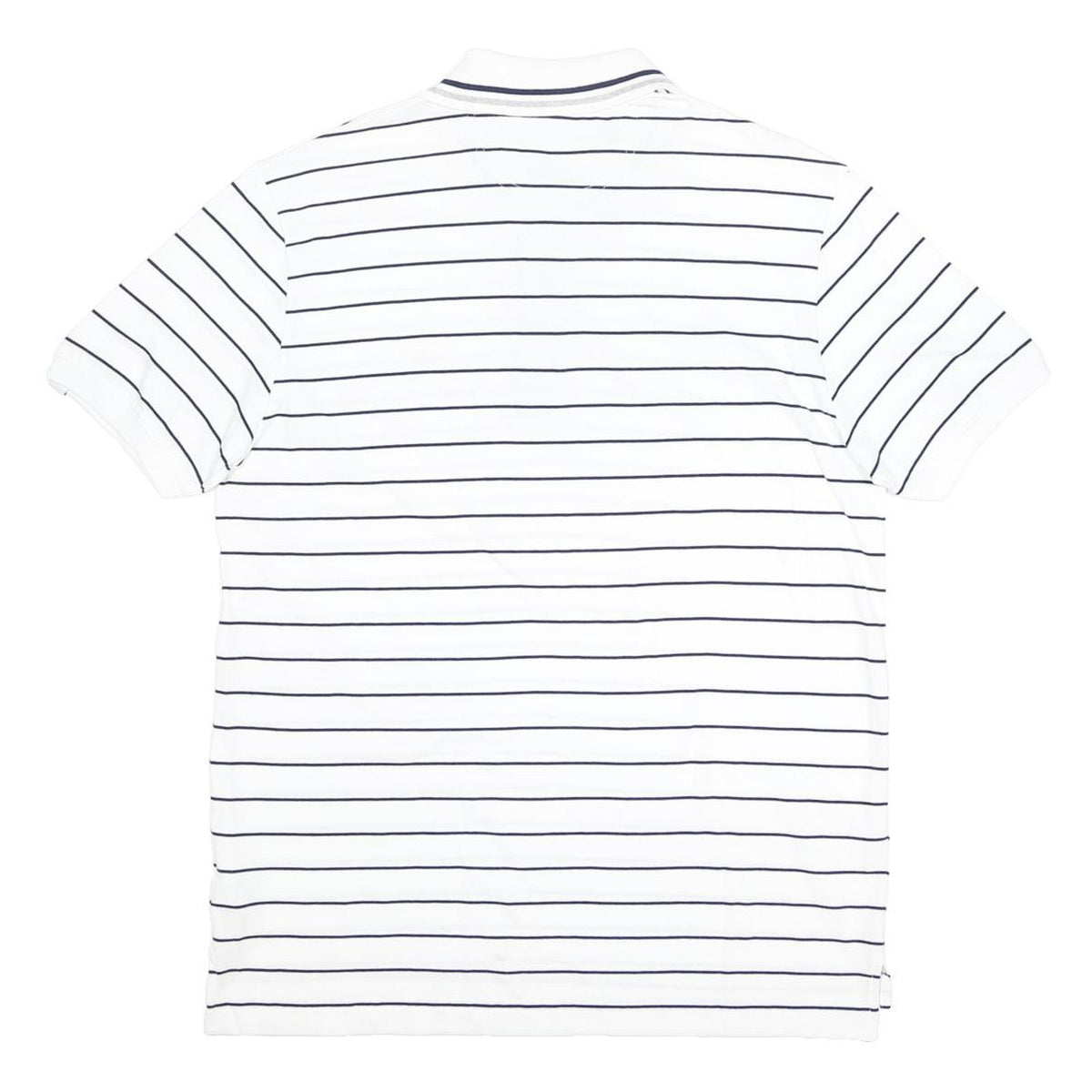 ADIDAS Mens White & Navy Striped Short Sleeve Polo Shirt L Cotton Casual