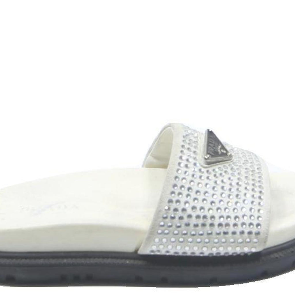 PRADA Womens Slider Sandals White Synthetic UK 7 Designer Slip-On Comfort Casual