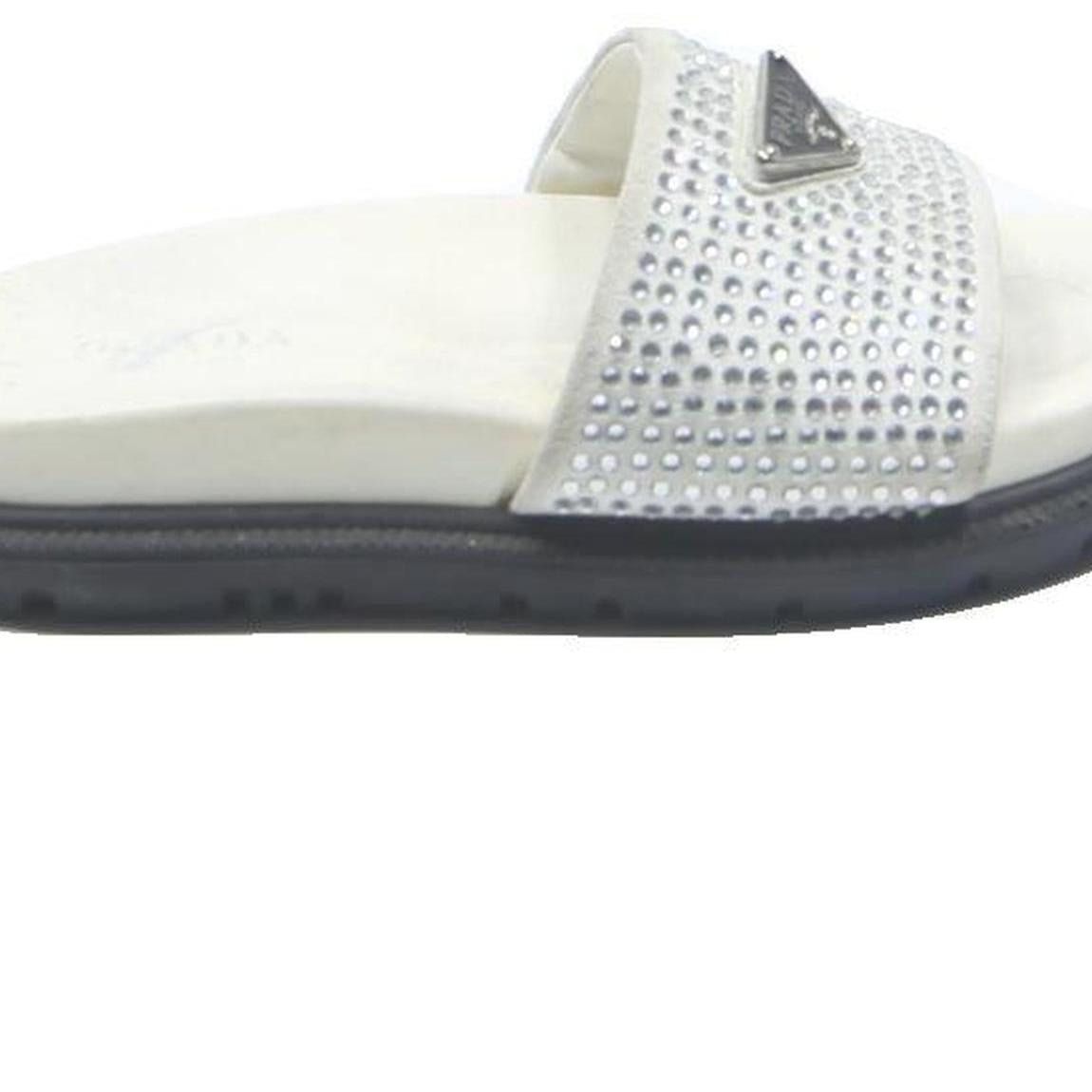 PRADA Womens Slider Sandals White Synthetic UK 7 Designer Slip-On Comfort Casual
